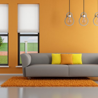 Minimalist orange living room