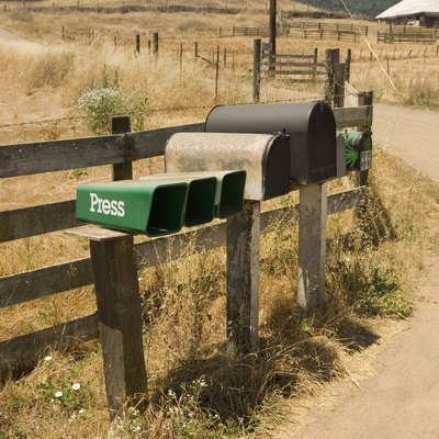 Side profile of old fashioned mailboxes, Mt. Tamalpais State Park, California, USA