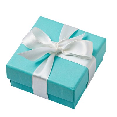 Isolated turquoise gift box on white background with path