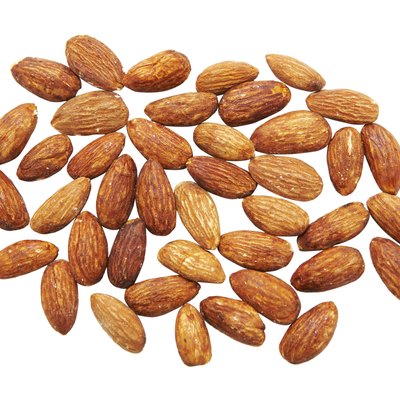 Almonds on white background
