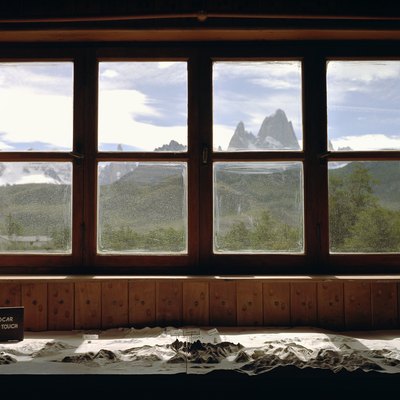Window overlooking mountains