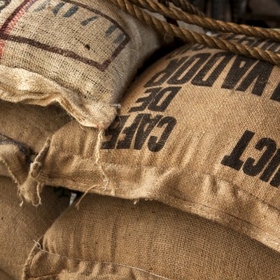 Burlap sacks with coffee beans