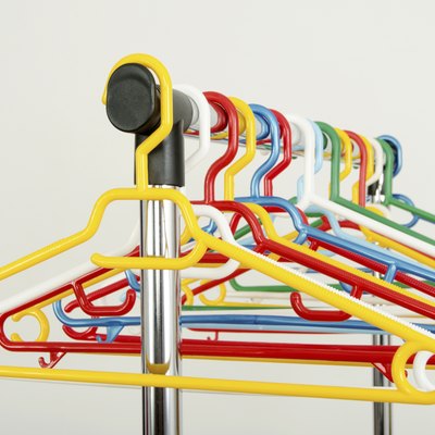Rack of clothes with empty hangers.