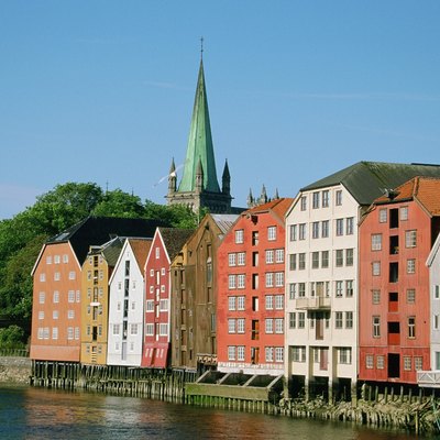 Buildings on the bank of Nidelva River, Trondheim, Norway