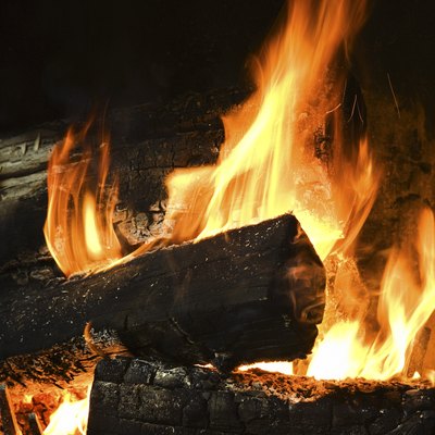 Burning logs in fire