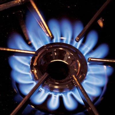 Gas stove burner lit
