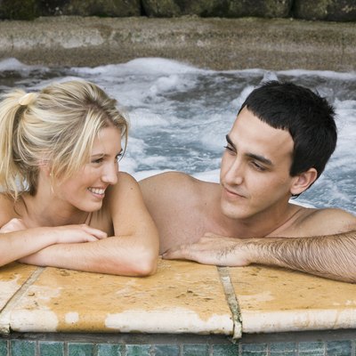 Couple relaxing in spa together