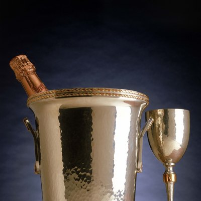 Silver champagne bucket and goblet