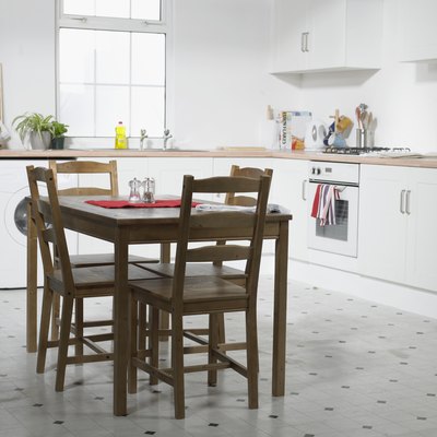 Domestic kitchen with table and chairs