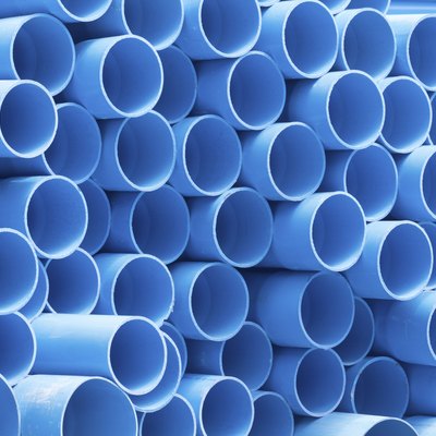 PVC pipes staked in construction site