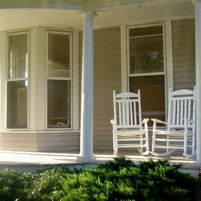 front porch with rocking chairs