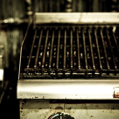 Greasy grill in commercial kitchen