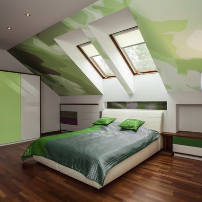 Stylish white and green bedroom