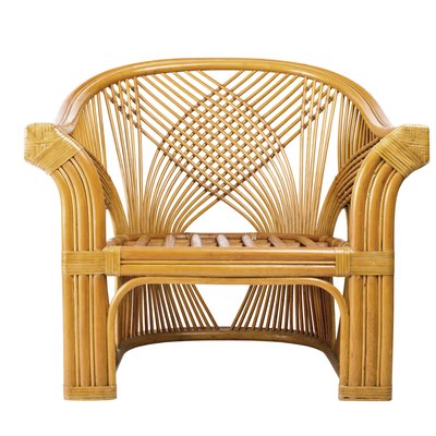 Modern wicker chair isolated on a white background