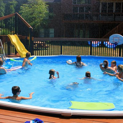 Swimmers at a pool party.