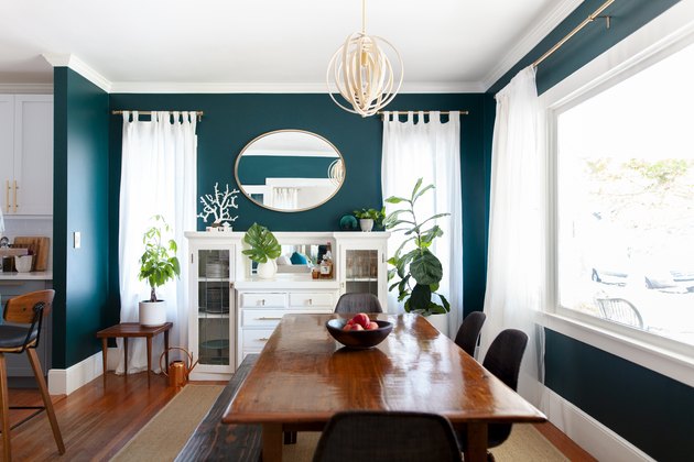 bright green dining room