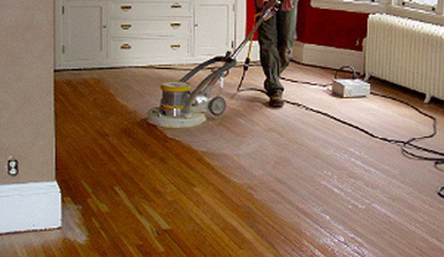Buffing a floor.