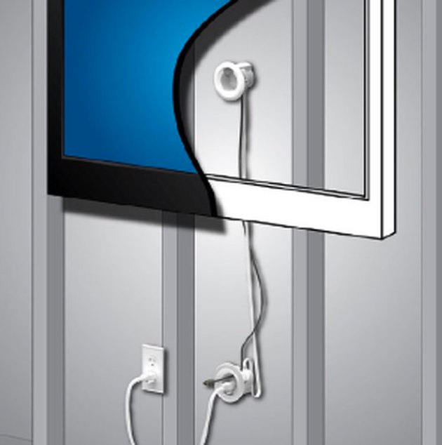Diagram of TV wires inside wall.