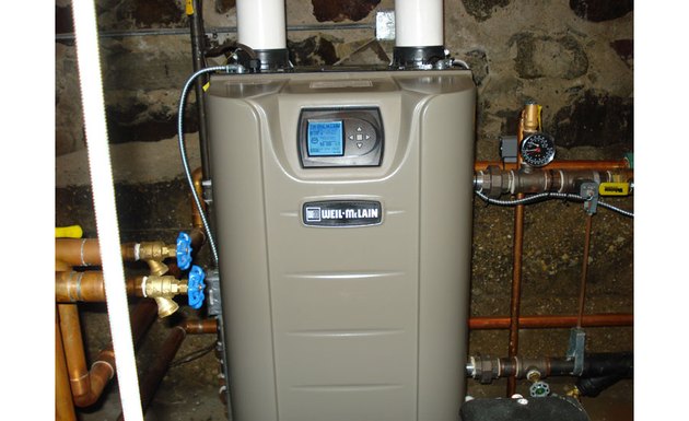 High-efficiency condensing boiler.