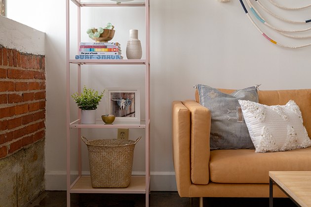 IKEA metal shelf in living room