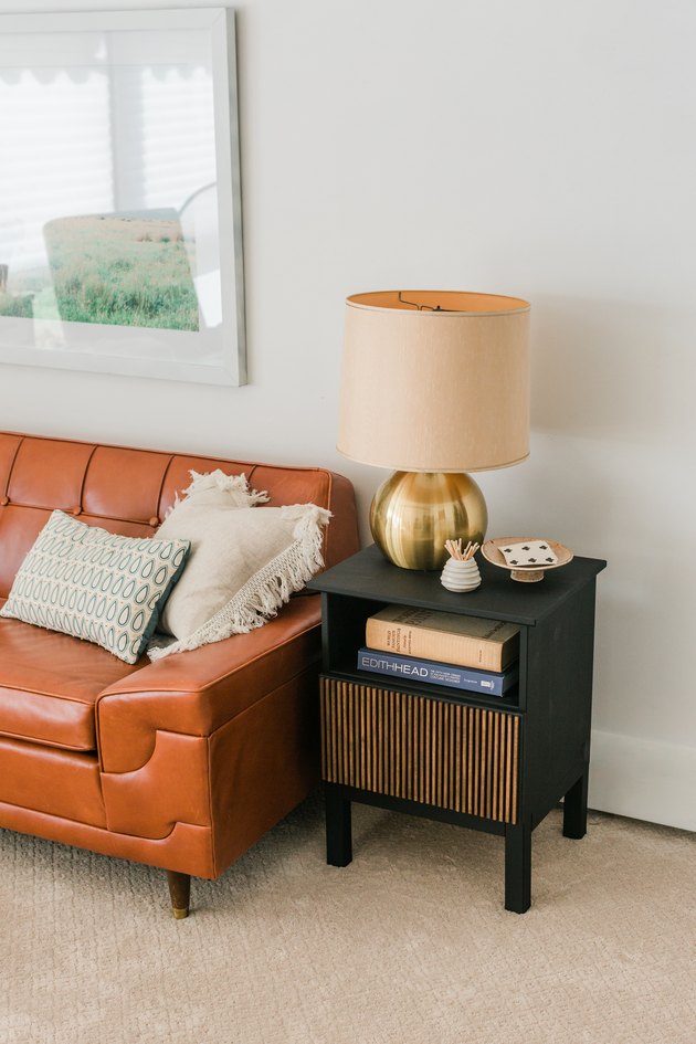 The finished side table is unrecognizable from its original state!
