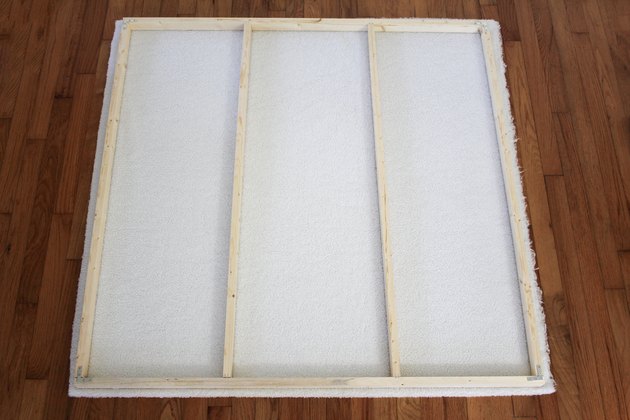 Wood frame placed on top of shearling fabric
