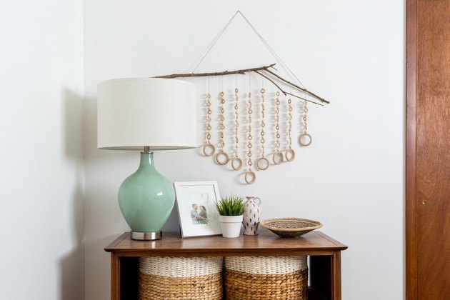 boho wall decor idea with wood wall hanging