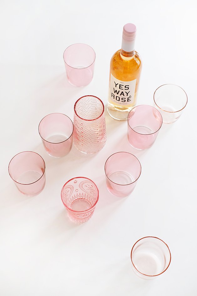 Pink glassware and rose