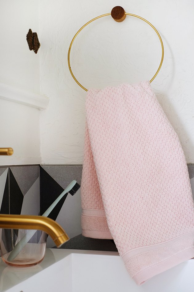 pink hand towel