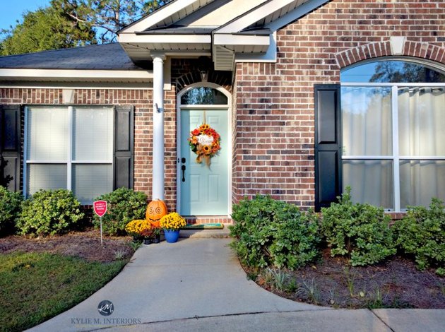 Gray front door.