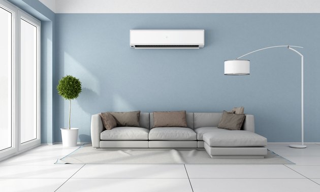 Mini-split air conditioner in living room.