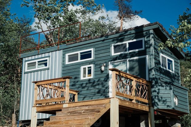 Shangri-Little Tiny House has a rooftop deck for stargazing.