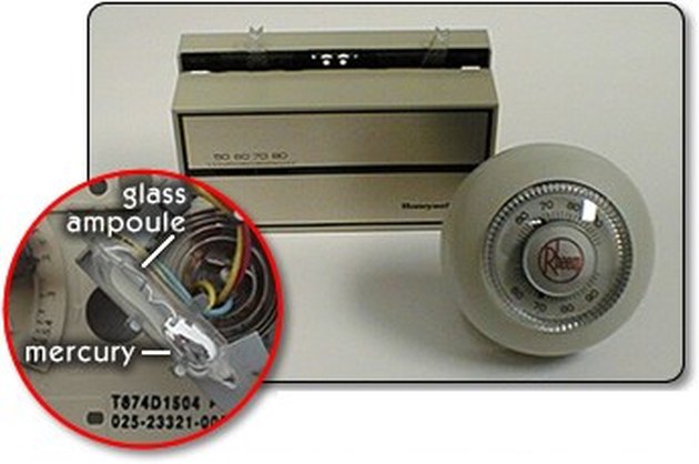 Thermostat with mercury ampoule