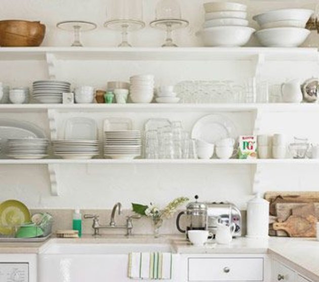 Tips for Organizing Open Kitchen Shelves | Hunker