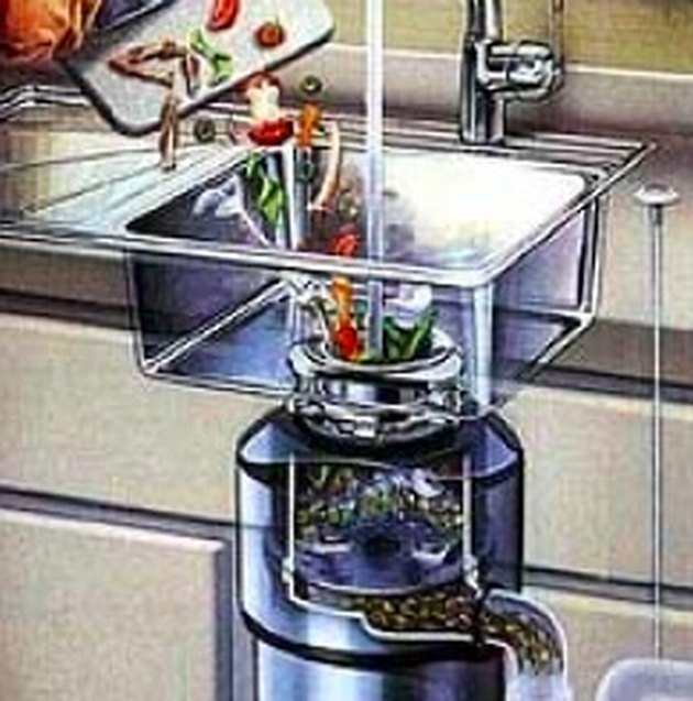 Cutaway of a garbage disposal.