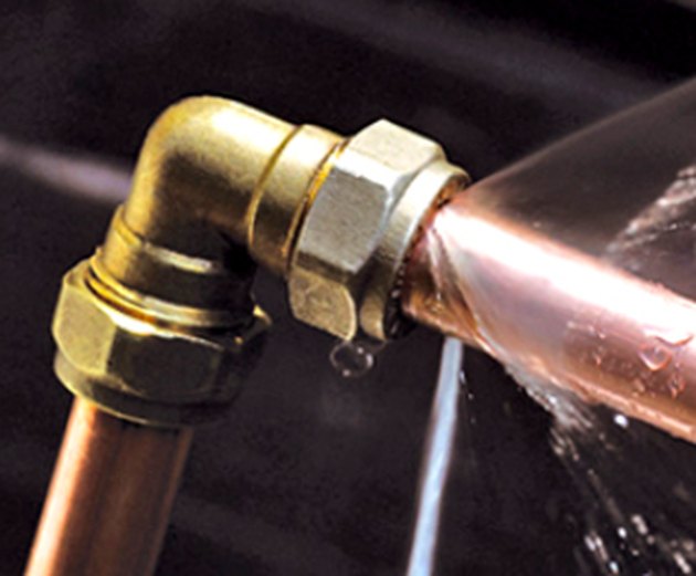 Water leaking from elbow fitting.