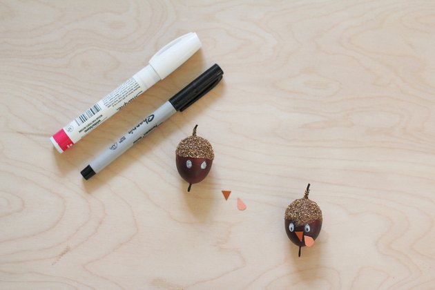 Eyes drawn onto acorns