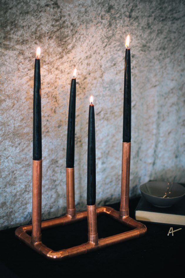 DIY halloween copper candelabra