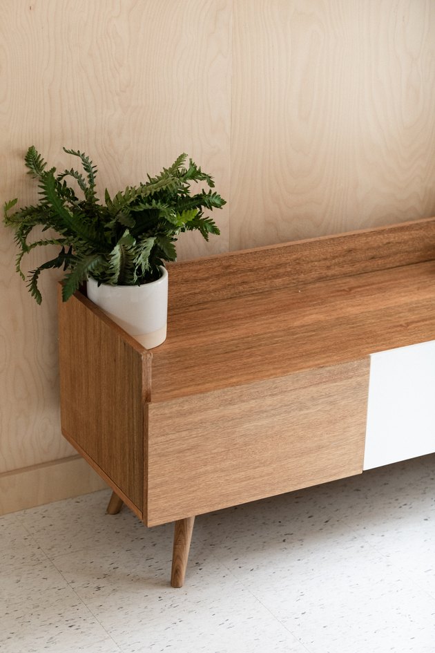 Plant on wood credenza