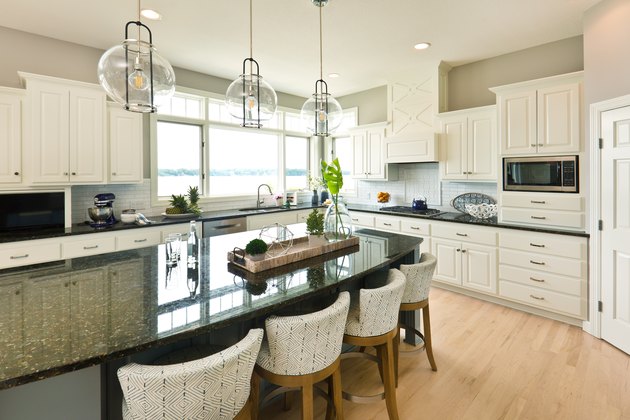 Modern Kitchen design with open concept and bar counter Kitchen Island