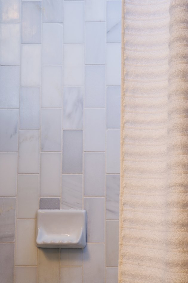 Shower curtain and soap dish