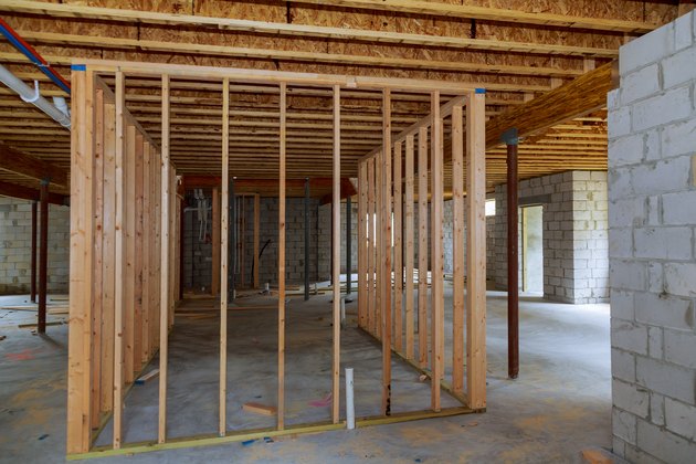 Basement interior wall framing renovation new home construction