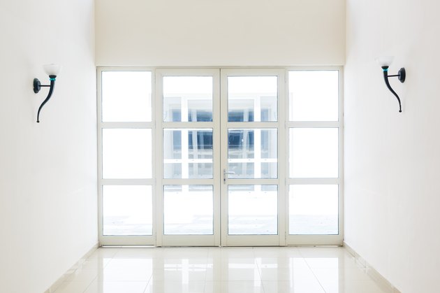 empty closed door, white glass door