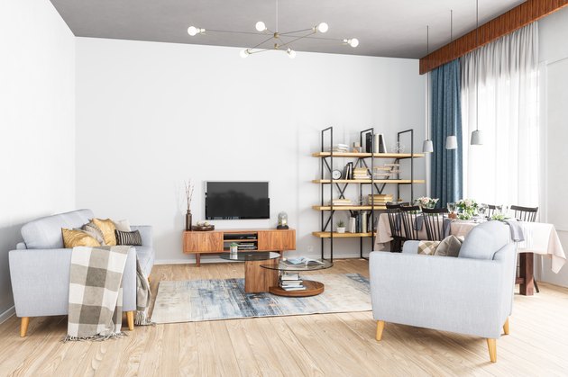 Modern Living Room, Smart Tv and Dining Room