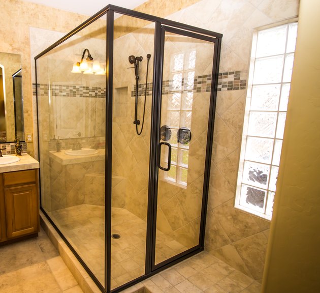 Corner Glass Shower In Modern Bathroom