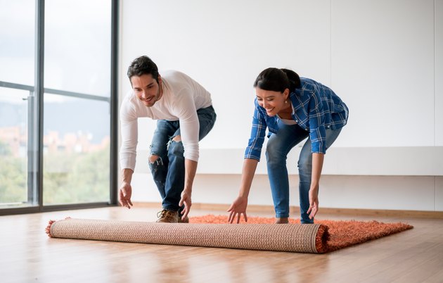 Couple decorating their new house