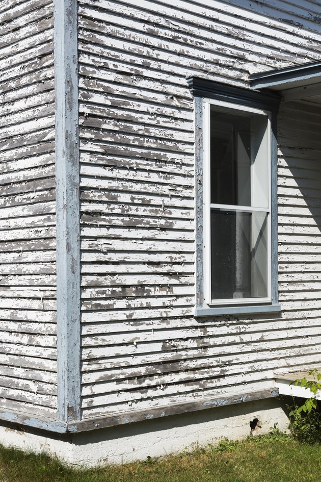 Partial view of old home facade