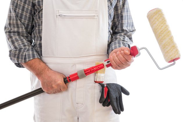 Professional house painter isolated on white background