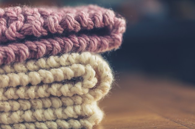 Hand knitted chunky wool blankets