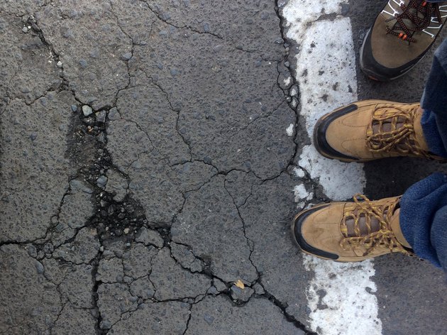 Cracked ground.